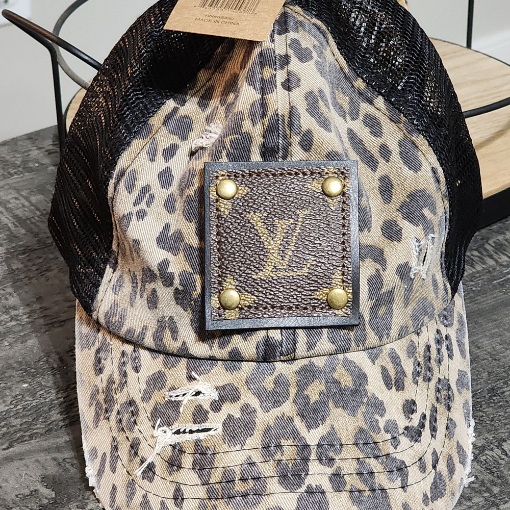Upcycled Leopard Print Baseball Cap - Brown